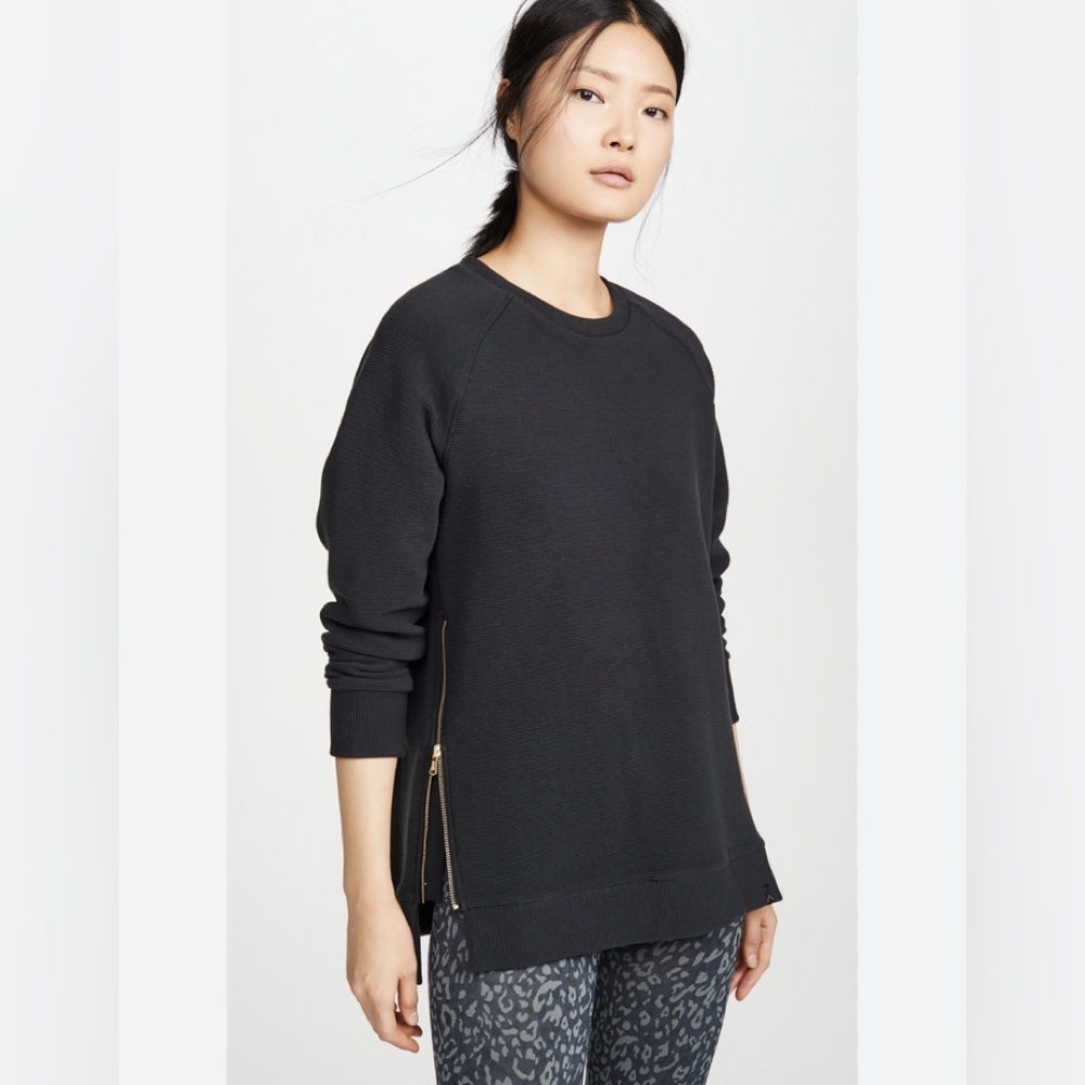 VARLEY Manning Women's‎ Black Ribbed Boxy Oversized Fit Jersey Sweatshirt S EUC
